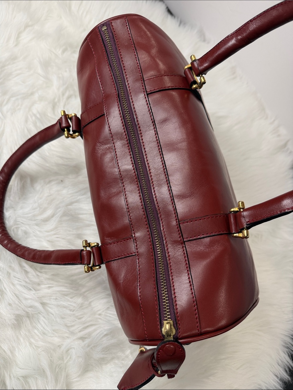 Cartier Must de Cartier Bordeaux Leather Boston Bag - Picture 13 of 16